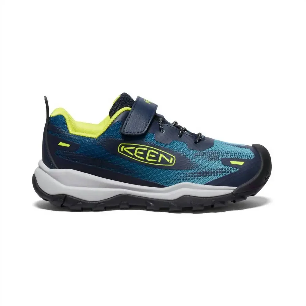NEW KEEN boy's wanduro speed hiking shoe in legion blue/primrose